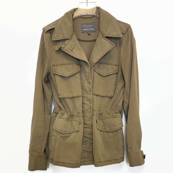 New Haven Jackets & Blazers - New Haven Supply Chino Jacket XS Tan Twill Cargo Pockets Cinch Waist